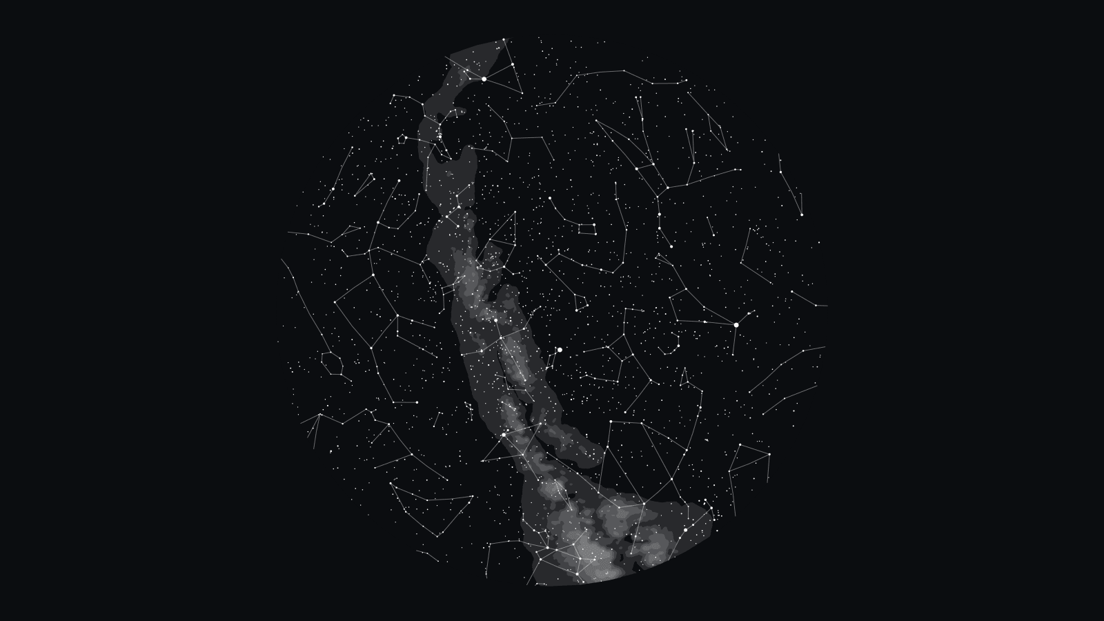 A personalized star map generated by Starmap360, showing constellation lines and the Milky Way